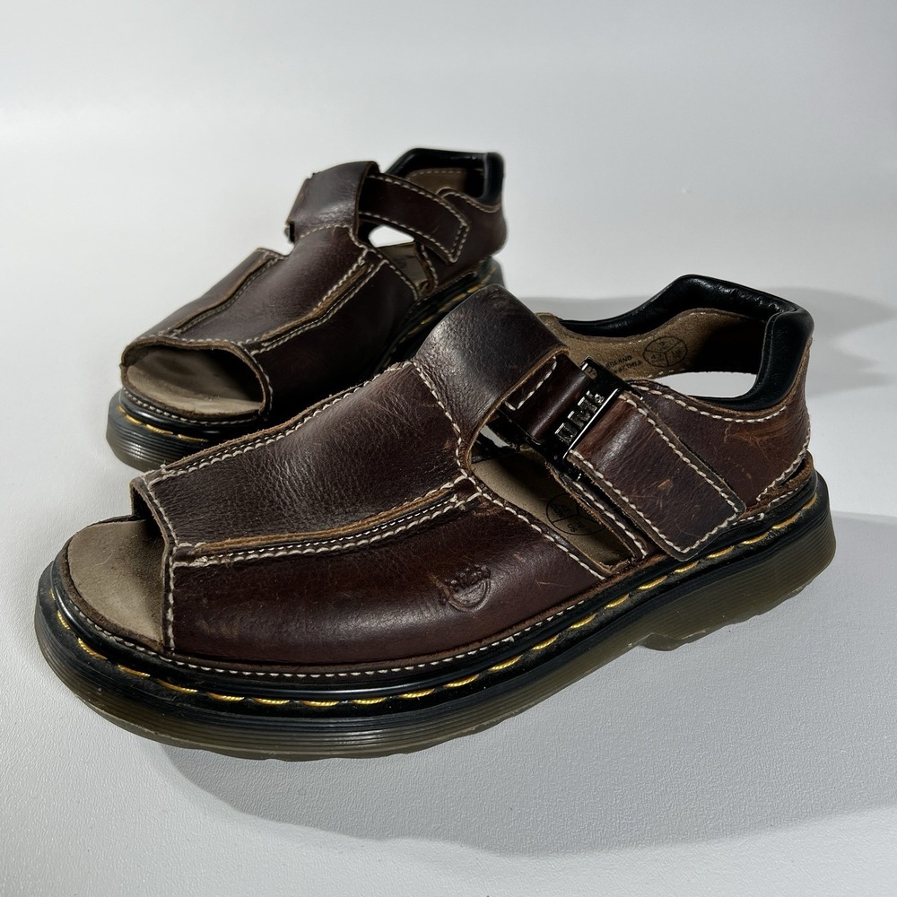 Dr Martens Y2K Vintage Sandals Mens 10 Brown Leather Chunky Buckle granola